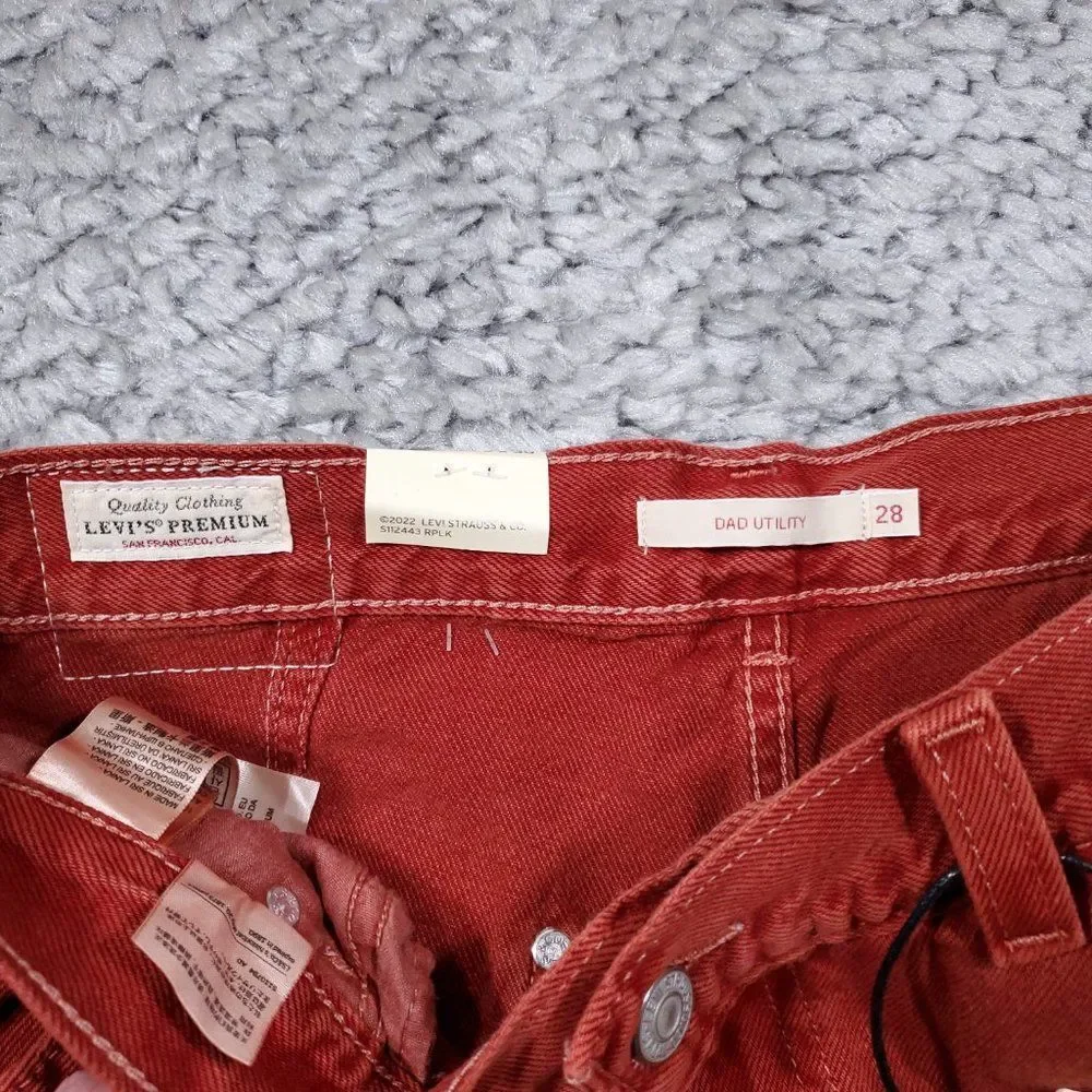 Levi’s Premium Dad Utility Jeans Baggy Loose Relaxed Straight Leg Red 28 x 30 - Picture 7 of 13